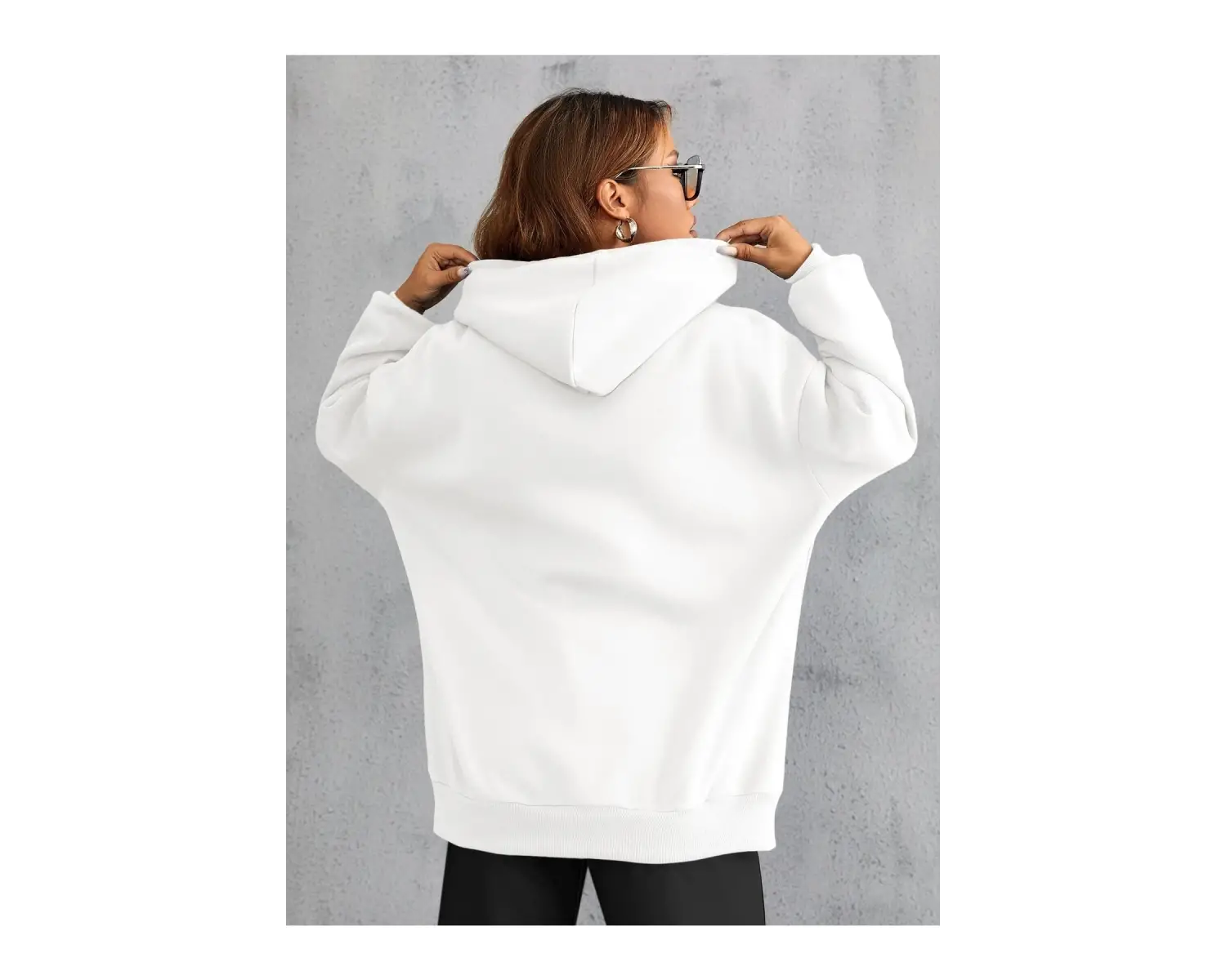 Unisex Calıfornia Baskılı Kapüşonlu Sweatshirt Beyaz