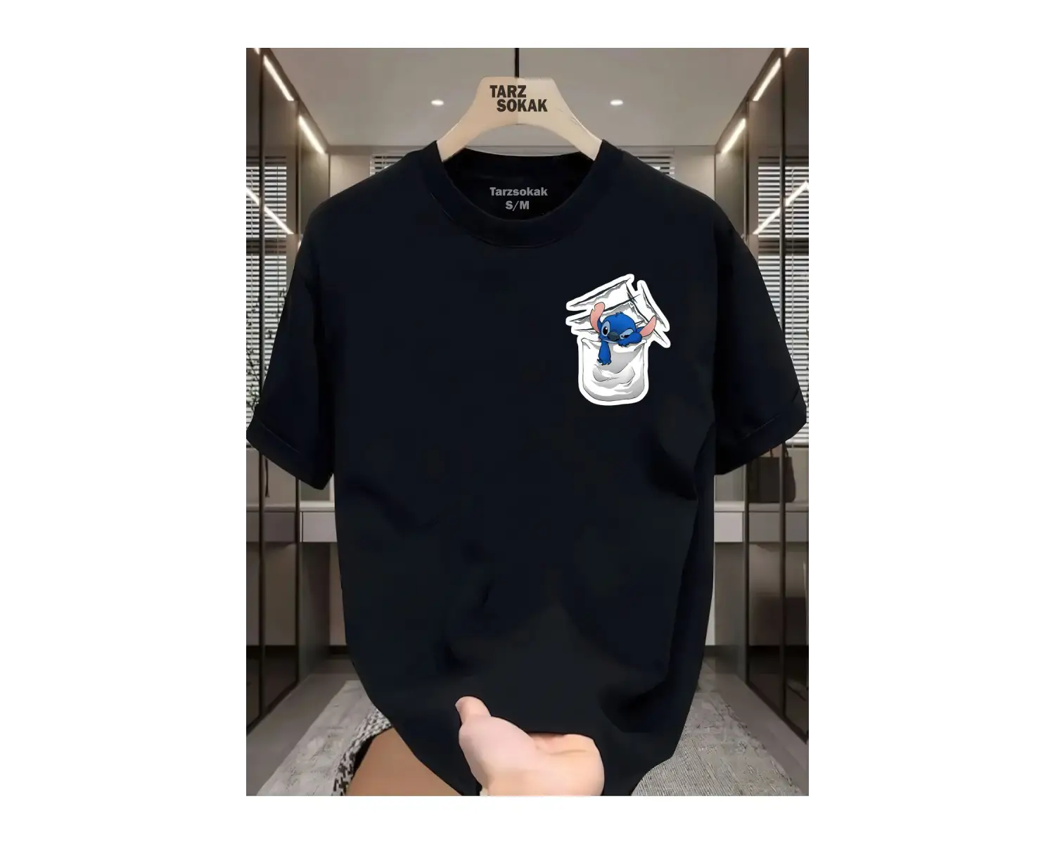 UNİSEX Canavar Minimalis Baskı T-shirt