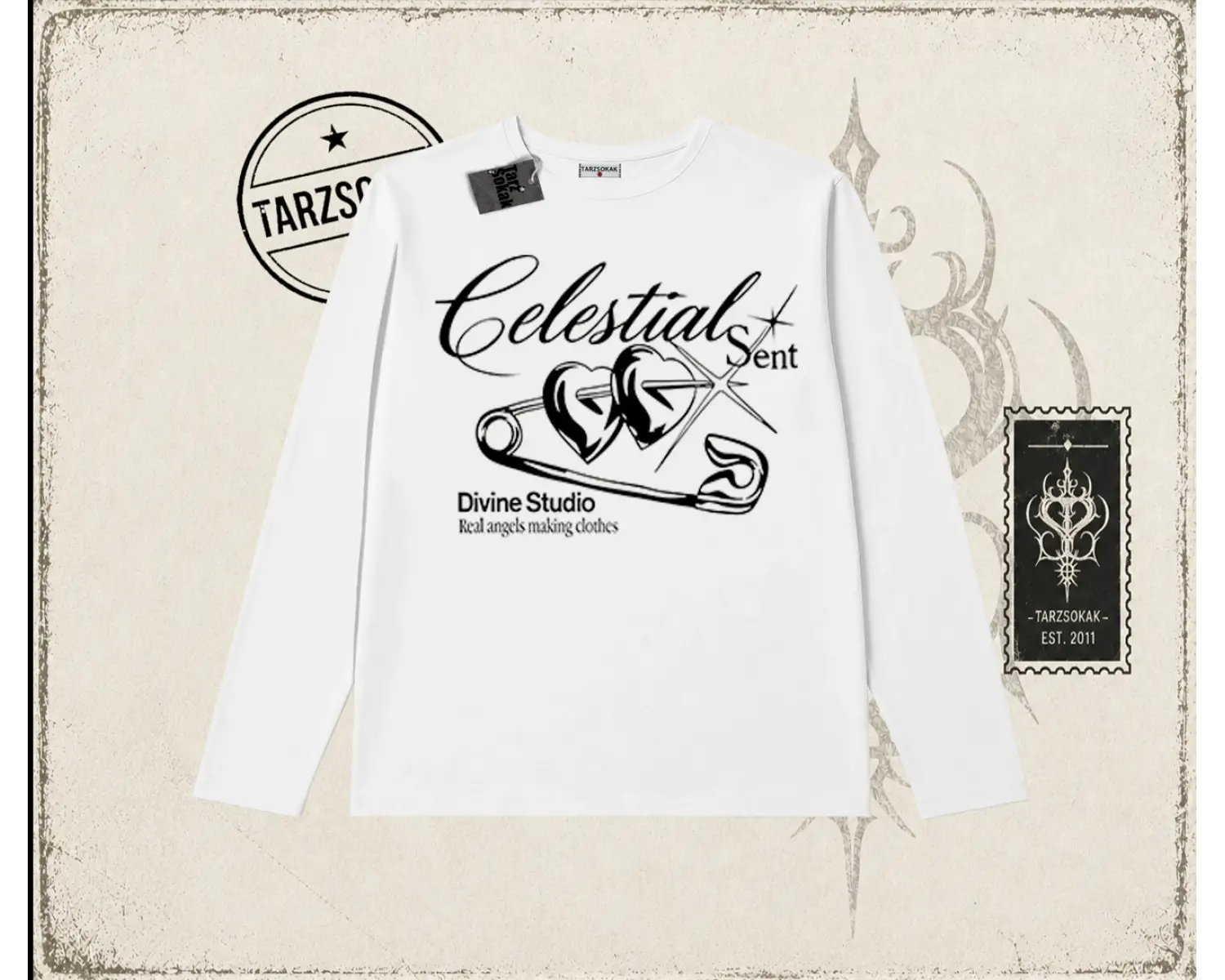 Unisex Celestial Sent Biskilet Yaka  Long Sleeve Beyaz