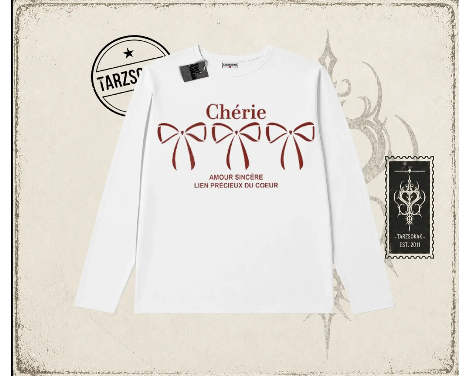 Unisex Cherie Biskilet Yaka  Long Sleeve Beyaz