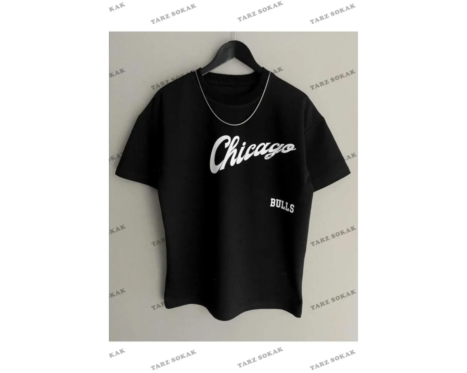 Unisex Chicago Özel Baskılı Oversize Penye T-shirt