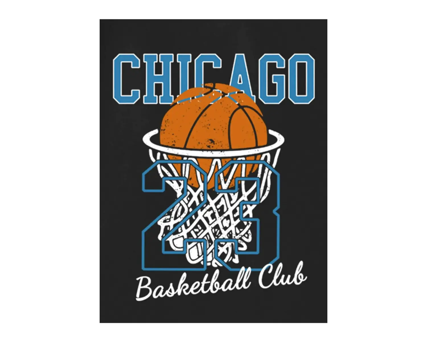 Unisex Chicago76 Baskılı Oversize Kapüşonlu Sweatshirt Siyah