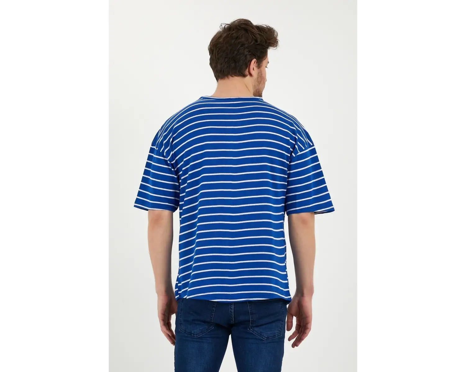 Unisex Çizgili Oversize Beyaz Siyah Tshirt Oversize