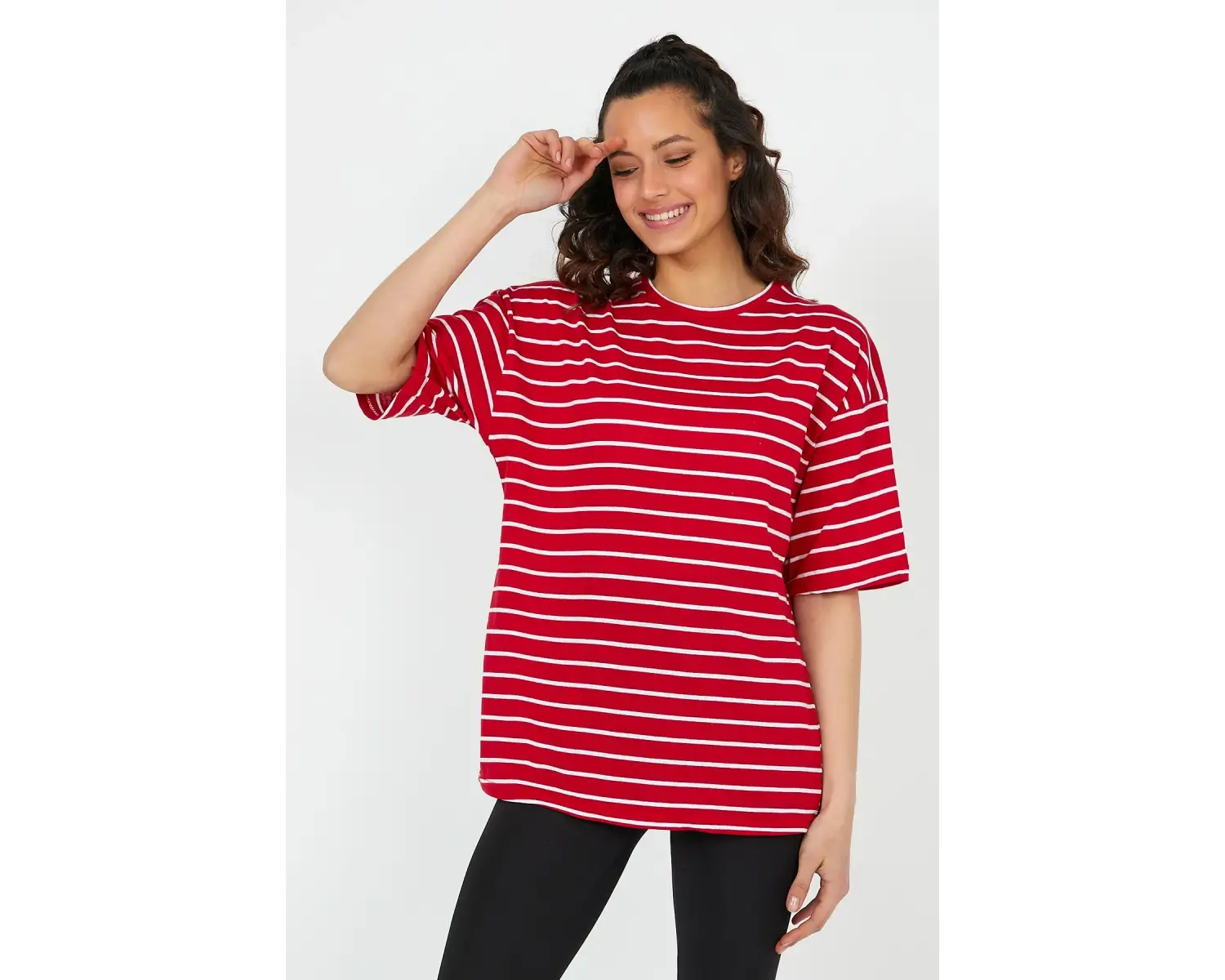 Unisex Çizgili Oversize Beyaz Siyah Tshirt Oversize