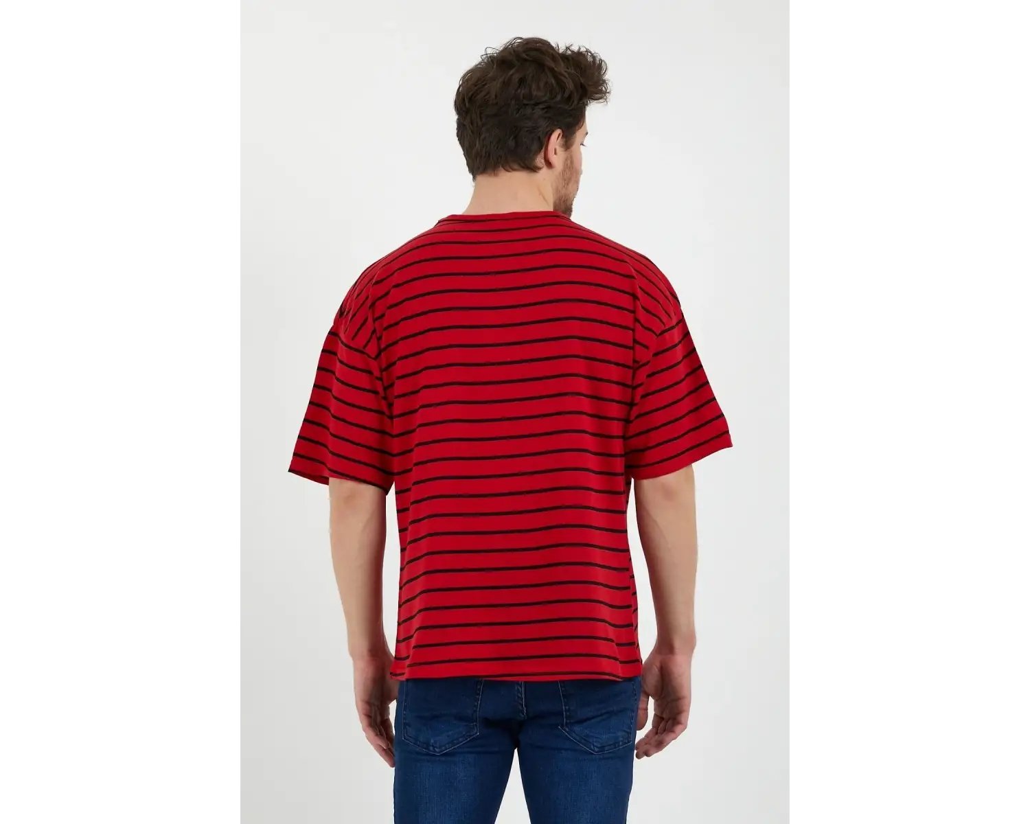 Unisex Çizgili Oversize Beyaz Siyah Tshirt Oversize