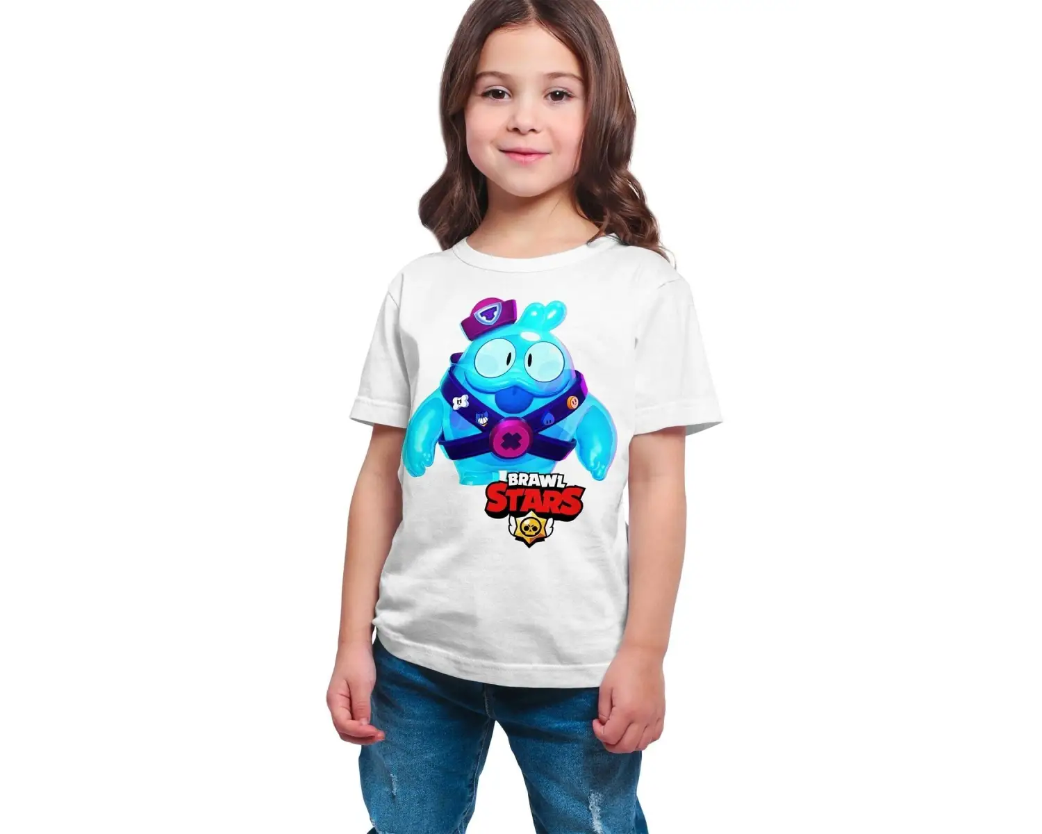 Unisex Çocuk Beyaz Brawl Stars - Squeak Dijital Baskılı T-shirt