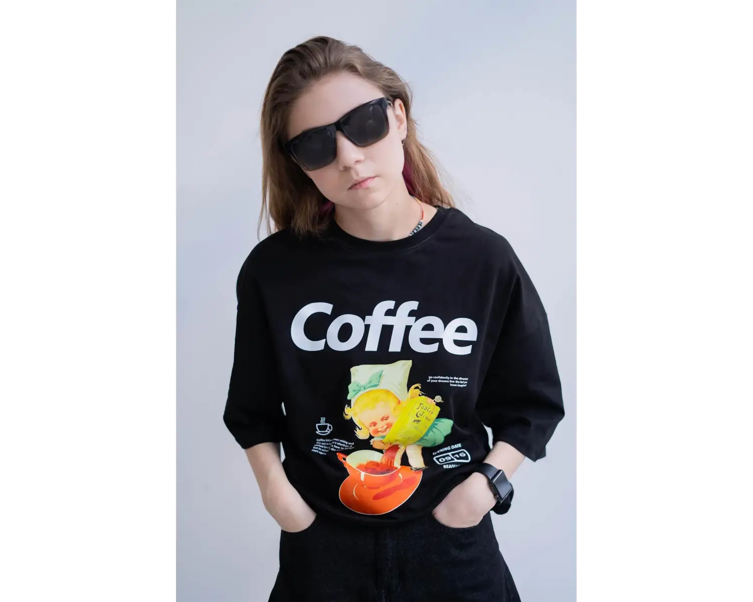 Unisex Coffee Siyah Tshirt