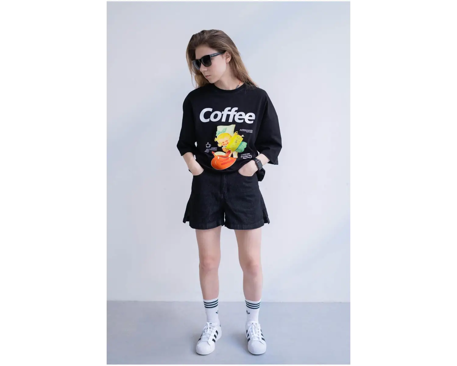 Unisex Coffee Siyah Tshirt