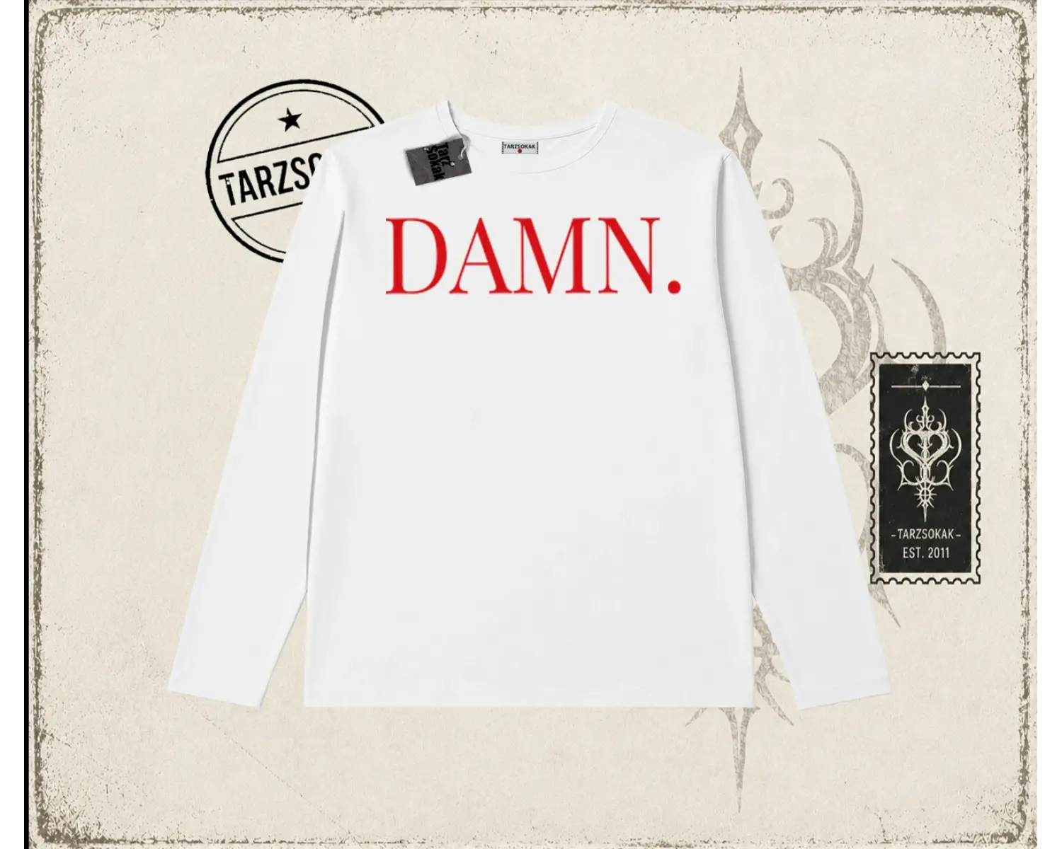 Unisex Damn Kendrick Lamar Biskilet Yaka  Long Sleeve Beyaz