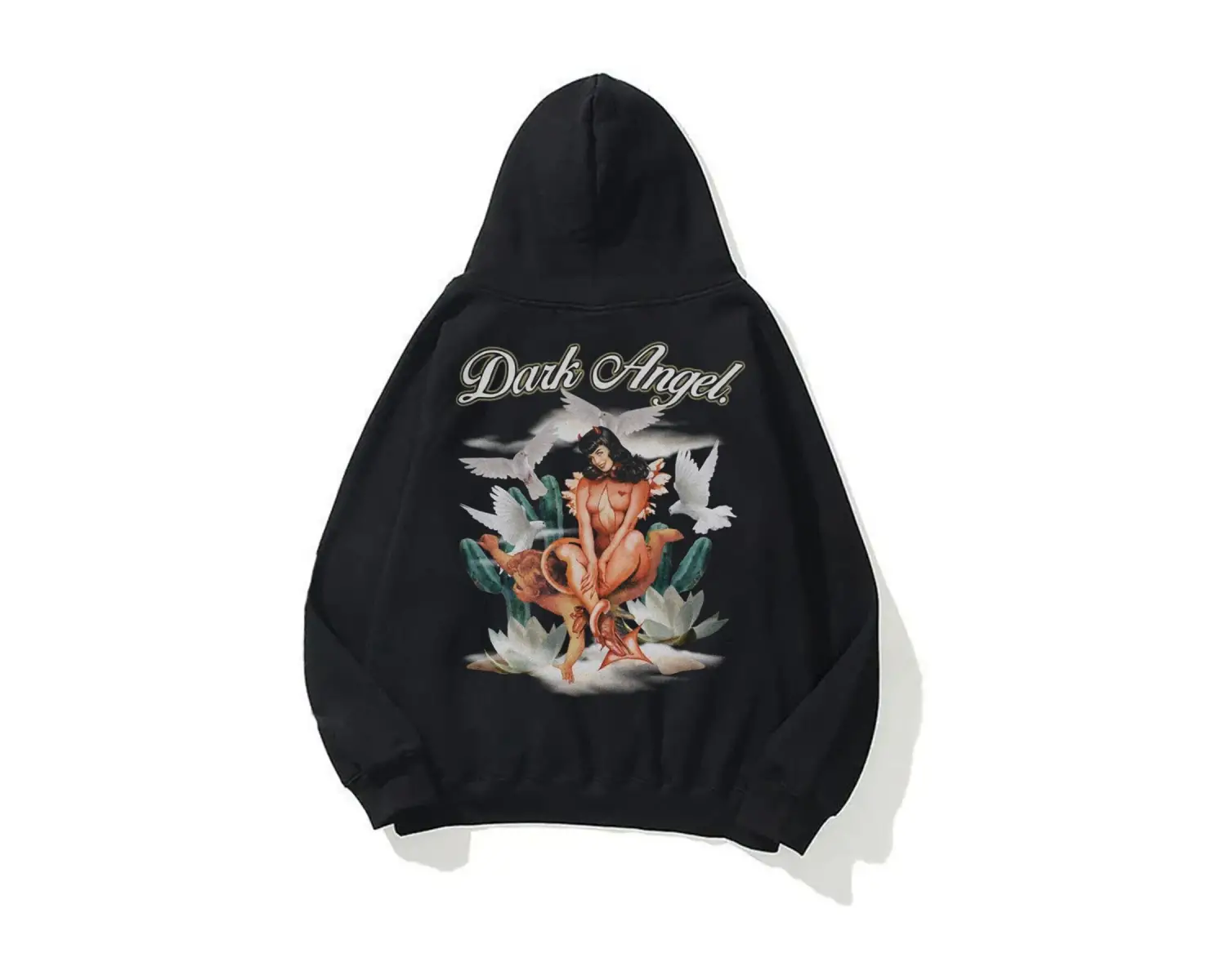 Unisex Dark Angel Sweatshirt Hoodie Siyah