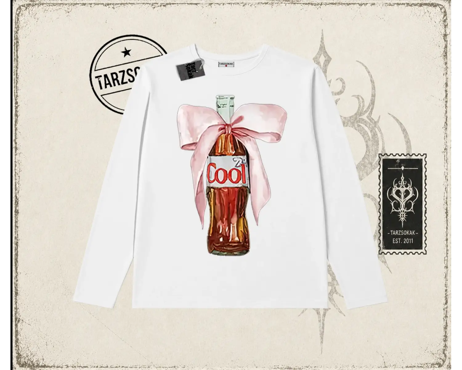 Unisex Diet Cool Biskilet Yaka  Long Sleeve Beyaz