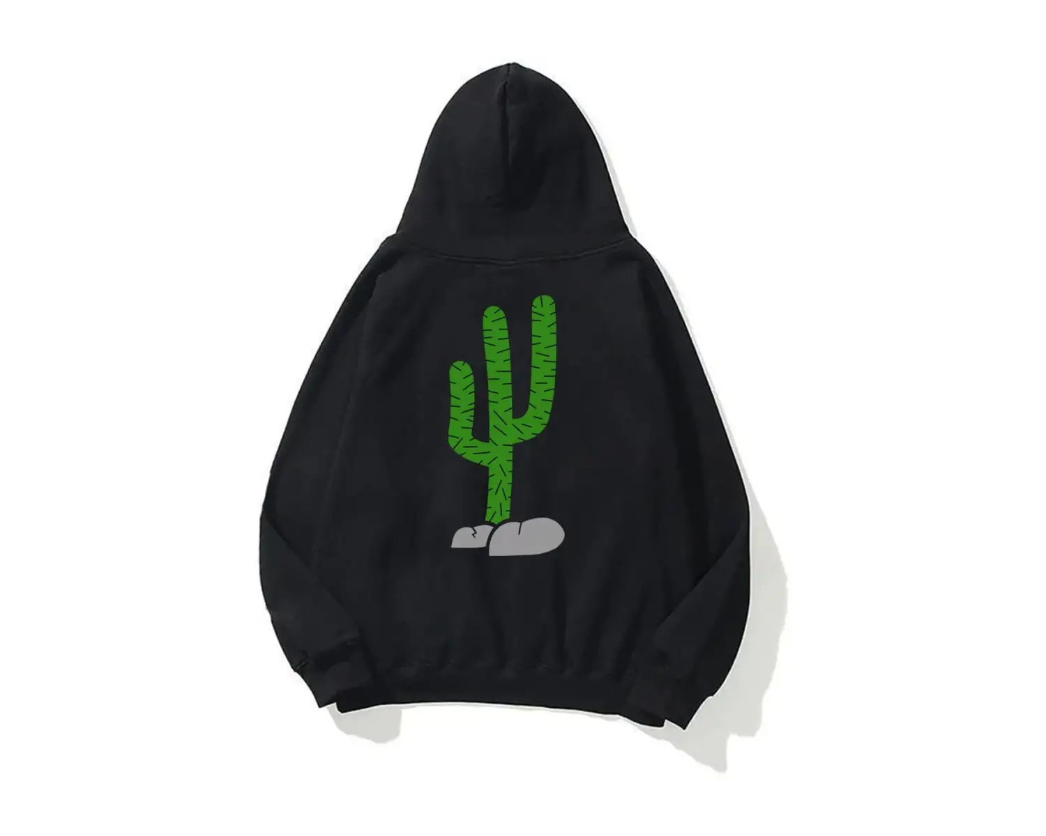 Unisex Dikenli Cactus Travis Scott Sweatshirt Hoodie Siyah