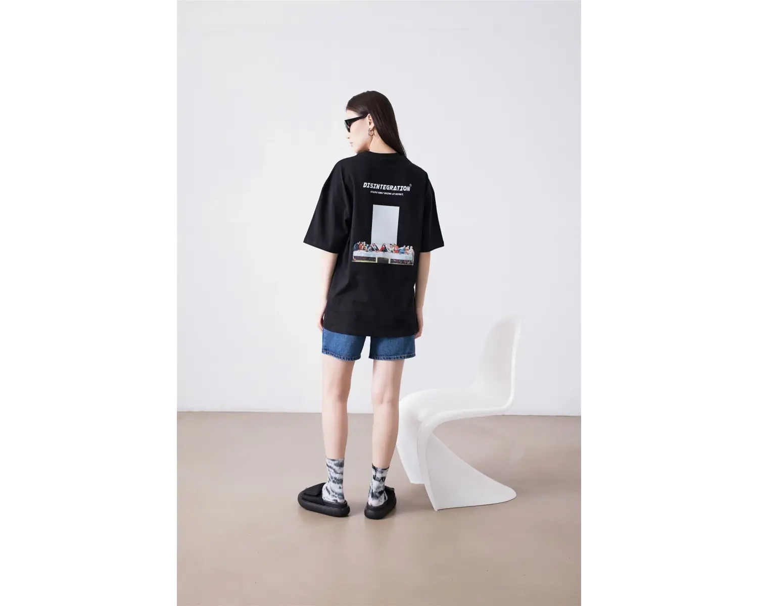 Unisex Disintegration Siyah Tshirt