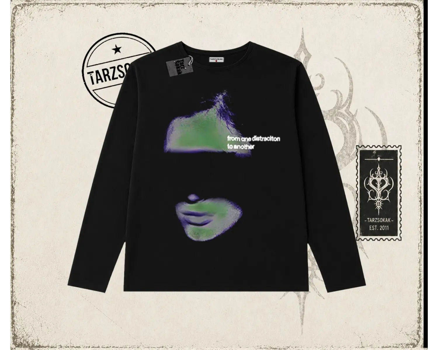 Unisex Distraction Biskilet Yaka  Long Sleeve Beyaz