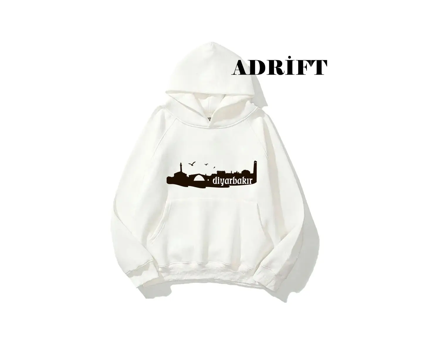 Unisex Diyarbakır Sweatshirt Hoodie Kapşonlu Beyaz