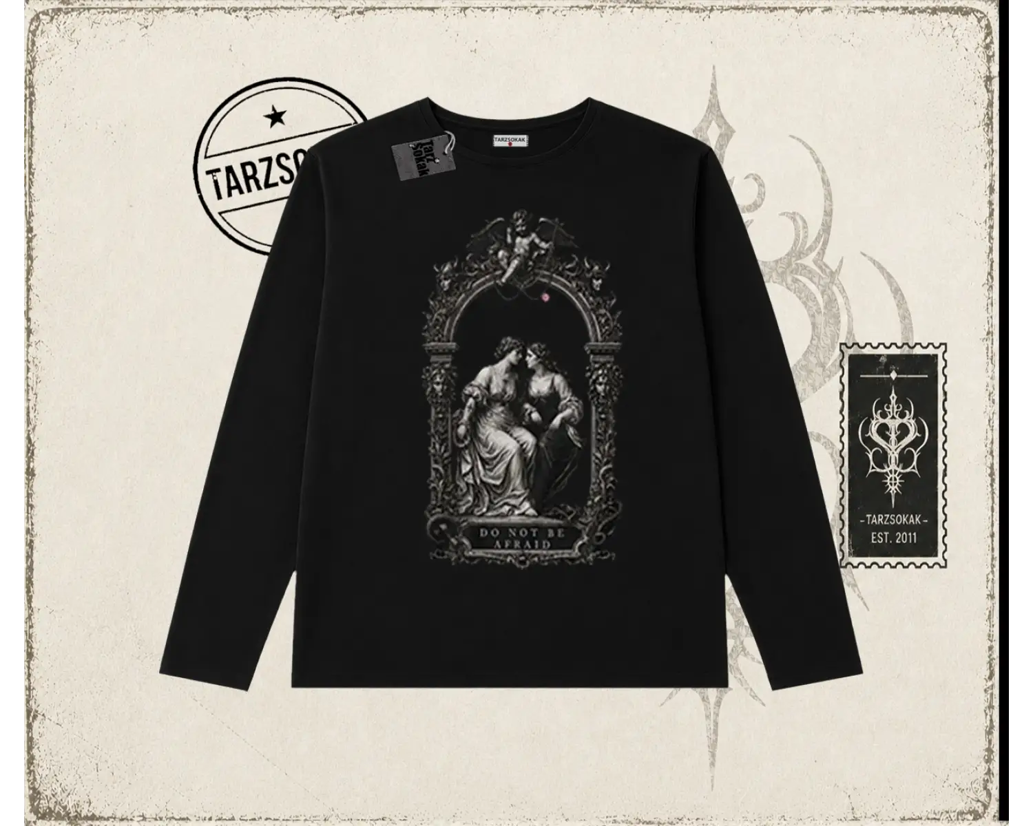 Unisex Do not be Afraid Biskilet Yaka  Long Sleeve Beyaz