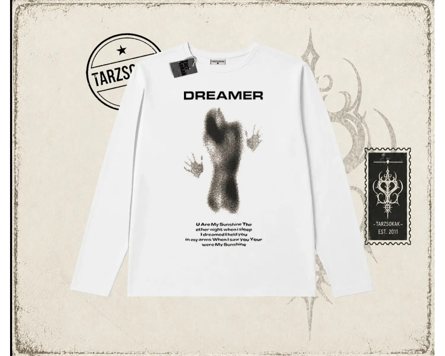 Unisex Dreamer Biskilet Yaka  Long Sleeve Beyaz