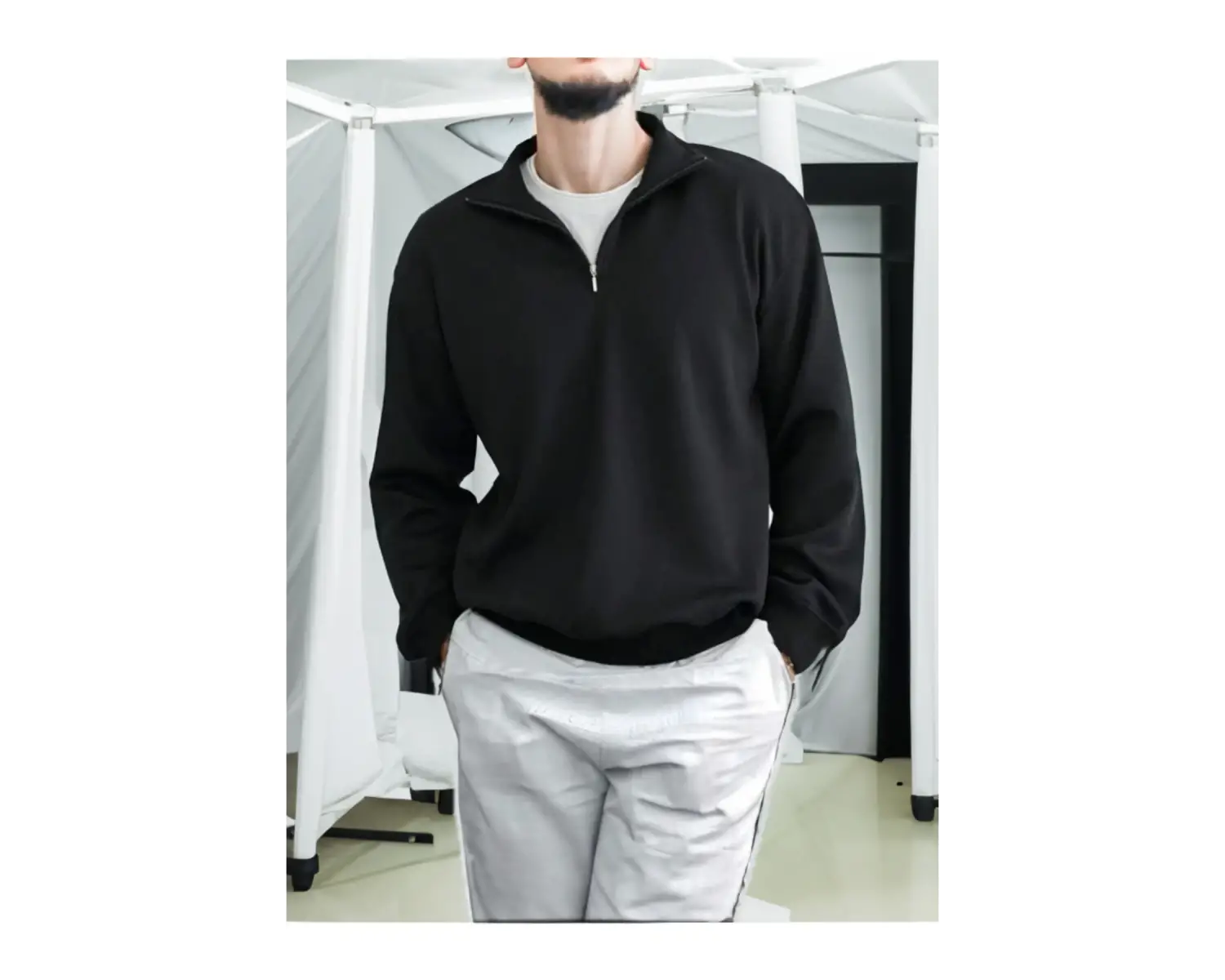 Unisex Düz Siyah 0 Yaka Kapşonsuz Baskısız Oversize Sweatshirt