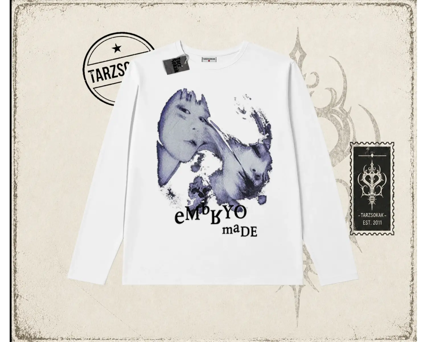 Unisex Embryo Biskilet Yaka  Long Sleeve Beyaz