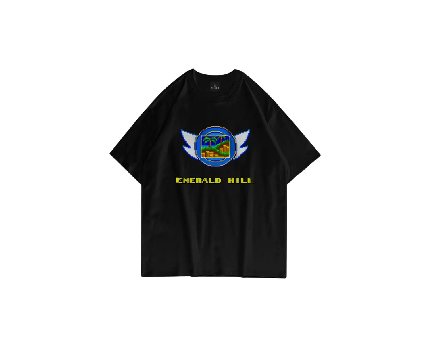 Unisex Emerald Hill Badge Sonic Siyah Tshirt