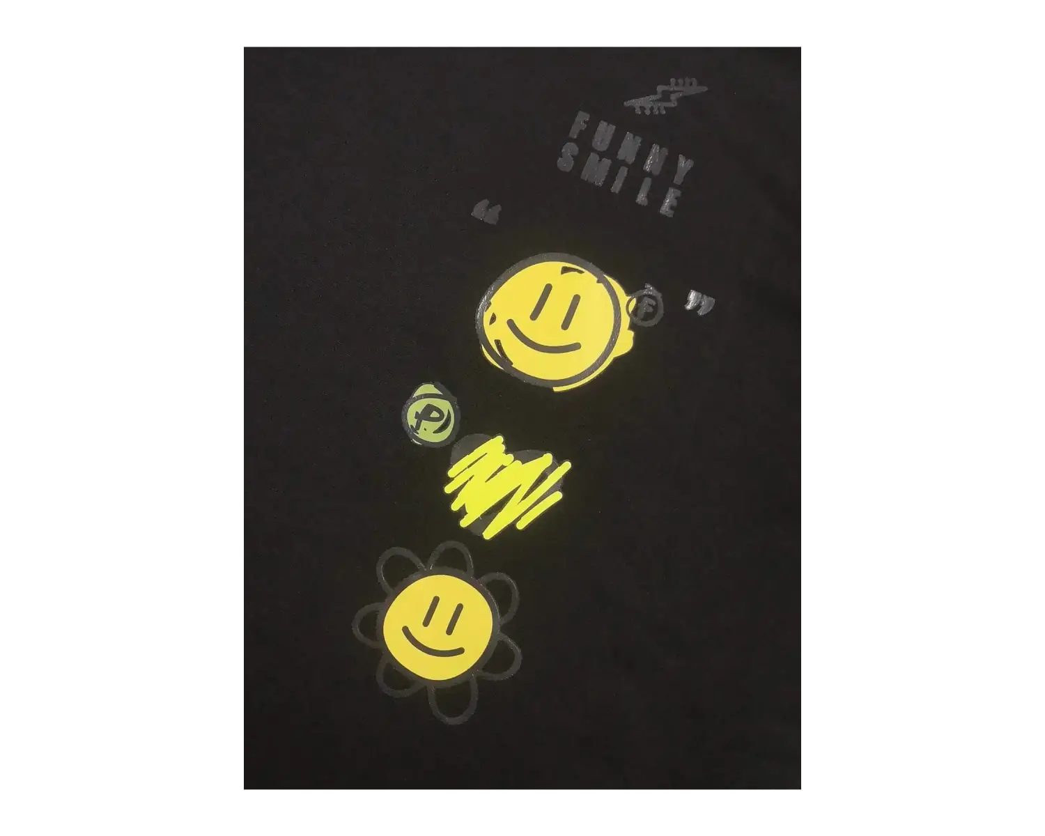 Unisex Emoji Özel Baskılı Kapüşonlu Oversize Sweatshirt Siyah