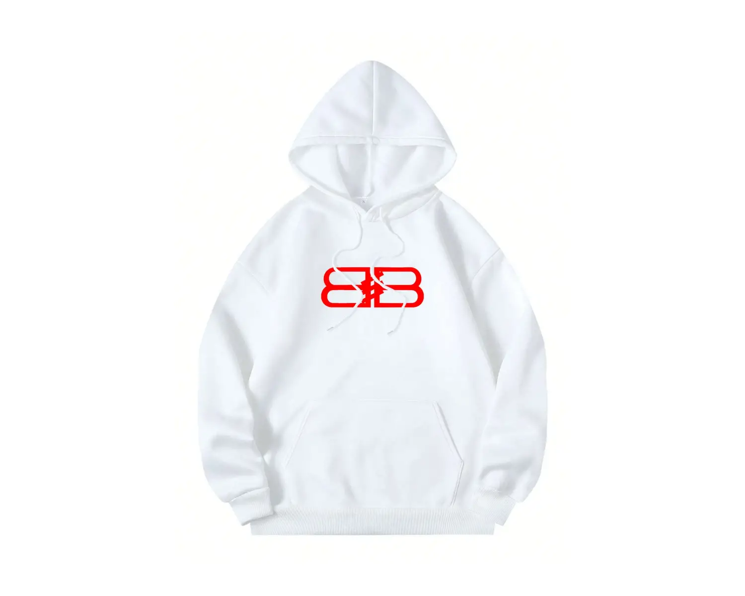 Unisex Erkek/Kadın BB Renkli Özel Baskılı Oversize Kapüşonlu Sweatshirt Beyaz