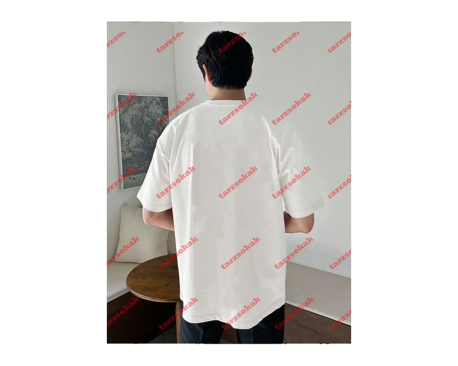 Unisex Erkek/Kadın BROOKLYN Renkli Özel Baskılı Oversize Pamuklu Bisiklet Yaka T-Shirt Tişört Beyaz