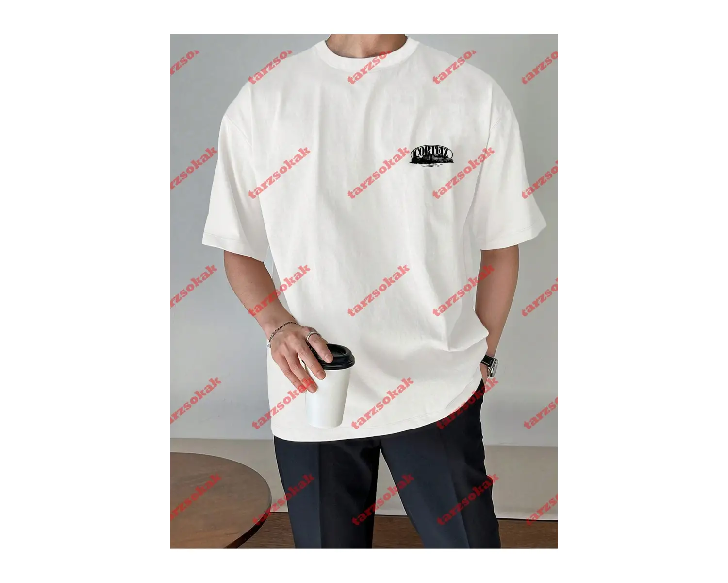 Unisex Erkek/Kadın Corteiz Baskılı Kısa kollu bisiklet yaka t-shirt