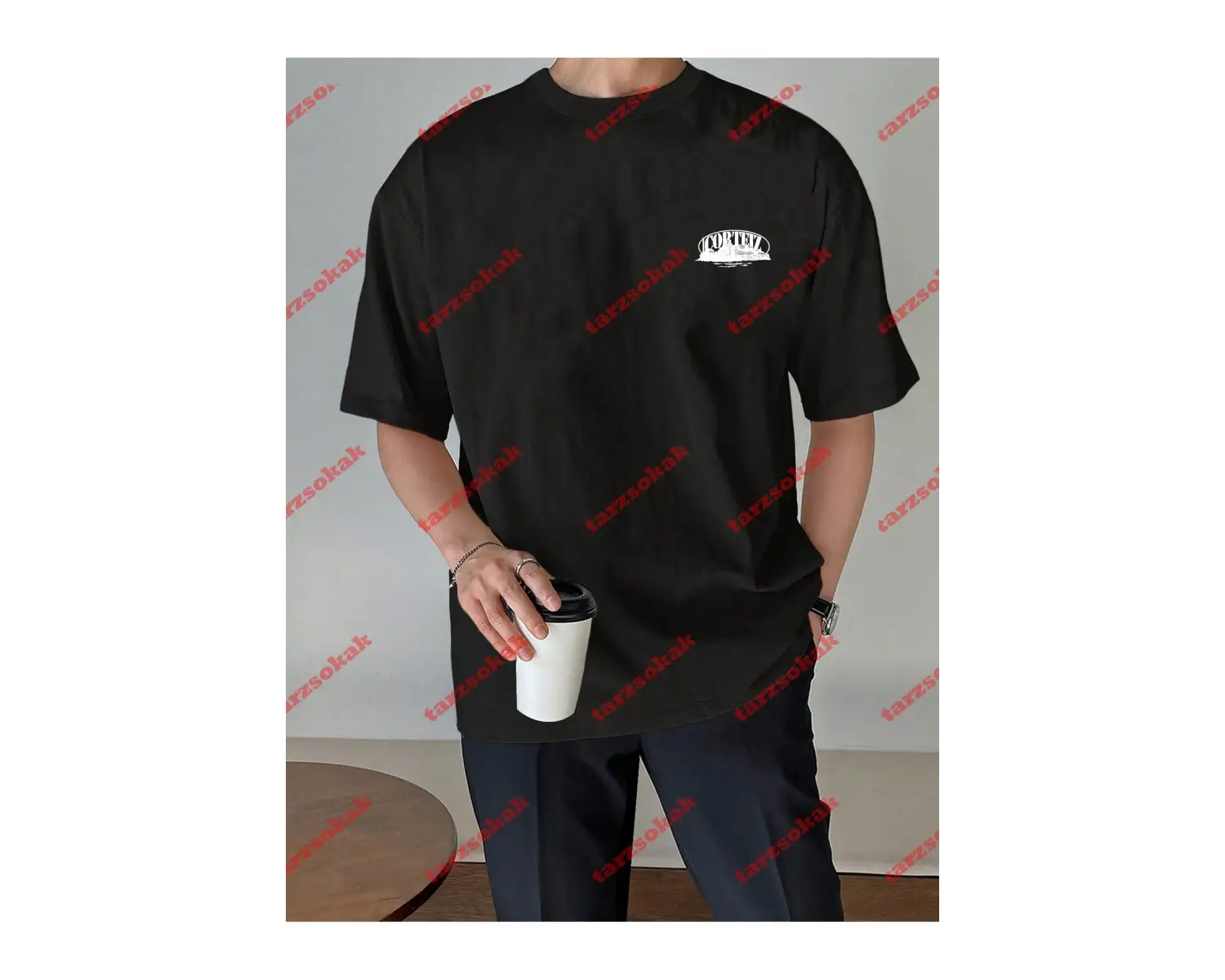 Unisex Erkek/Kadın Corteiz Baskılı Kısa kollu bisiklet yaka t-shirt