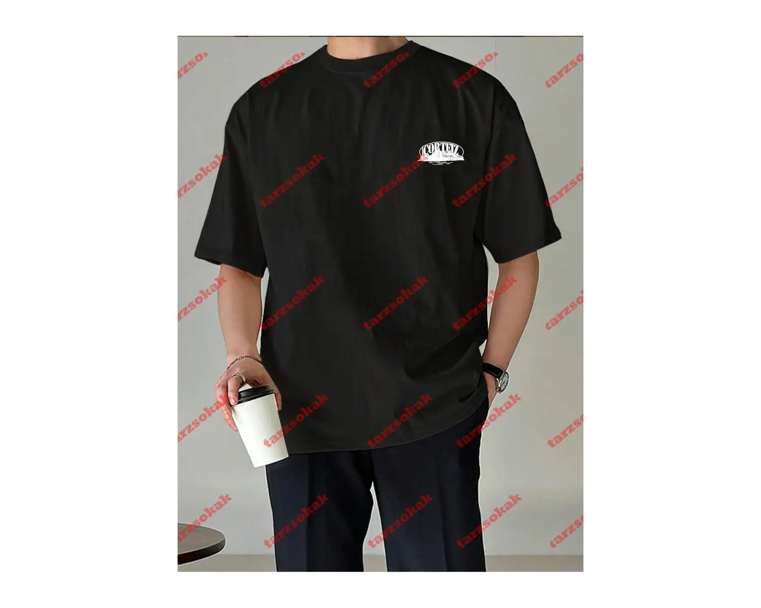 Unisex Erkek/Kadın Corteiz Baskılı Kısa kollu bisiklet yaka t-shirt