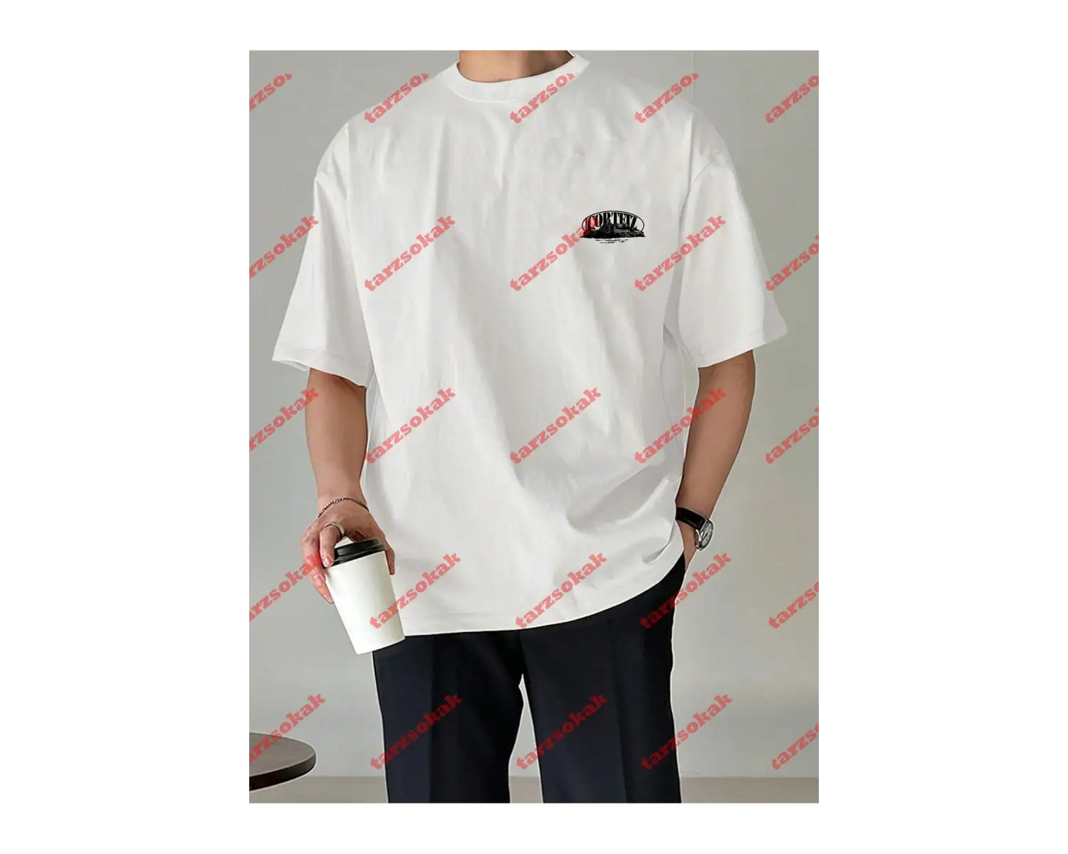 Unisex Erkek/Kadın Corteiz Baskılı Kısa kollu bisiklet yaka t-shirt