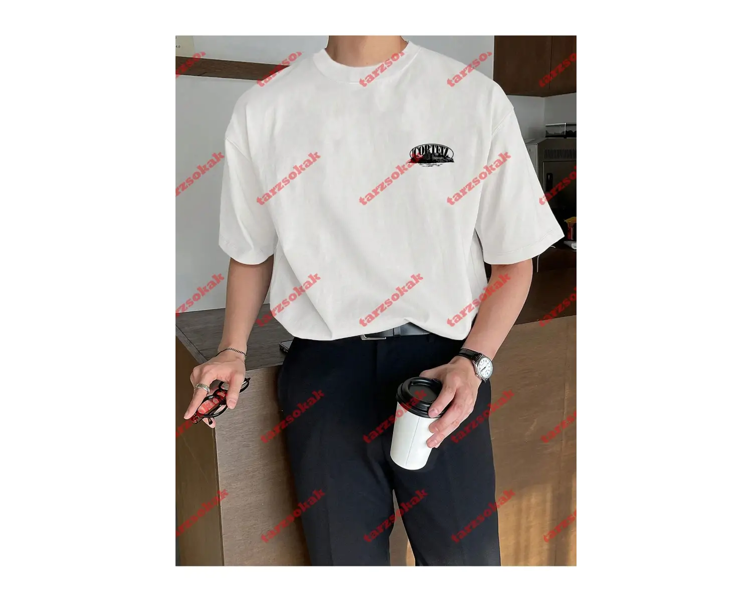 Unisex Erkek/Kadın Corteiz Baskılı Kısa kollu bisiklet yaka t-shirt