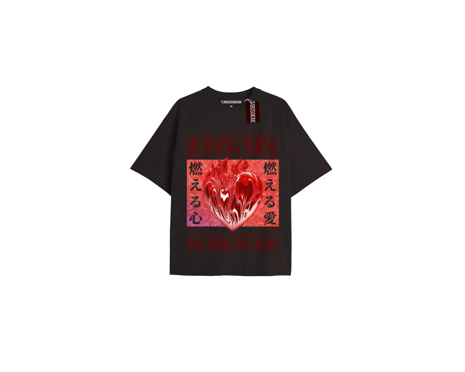 Unisex Erkek/kadın Kalp Kaburga T-shirt Siyah Kod 63