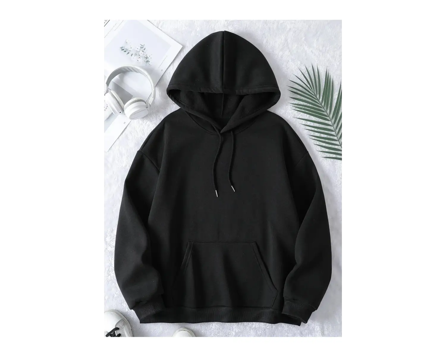 Unisex Erkek/Kadın Kelebek Renkli Özel Baskılı Oversize Kapüşonlu Sweatshirt Siyah