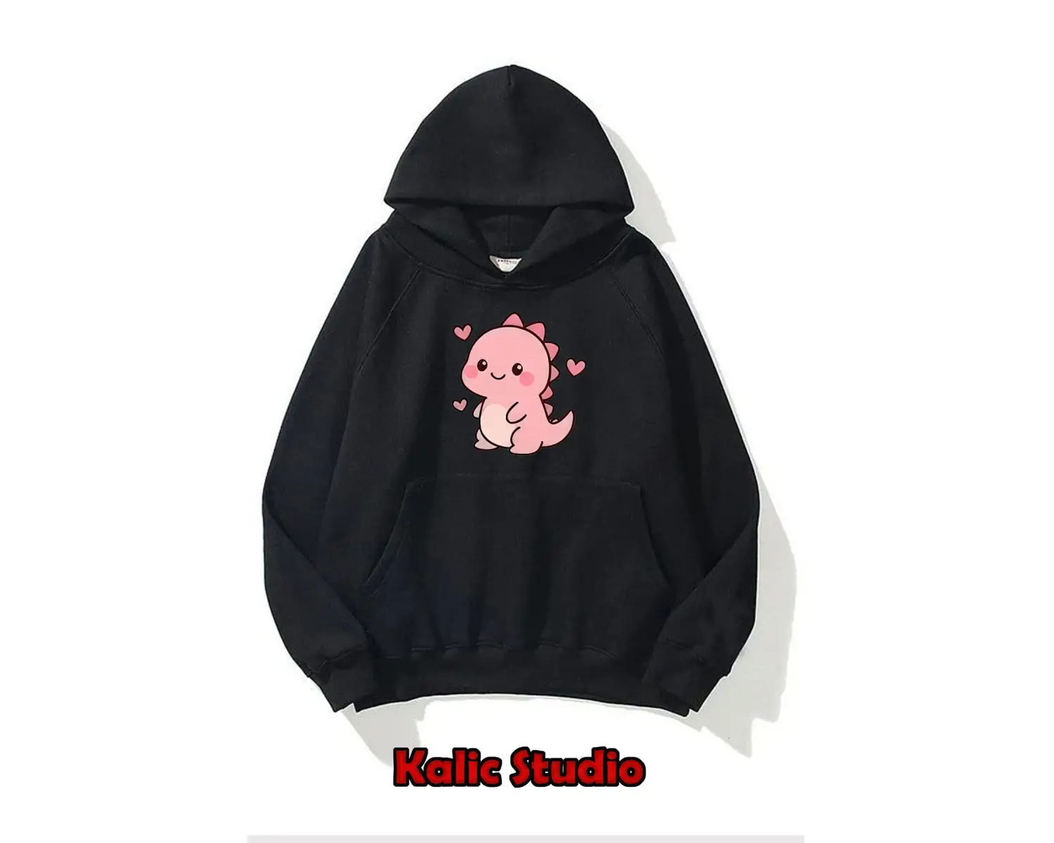Unisex Erkek/Kadın Pembe DİNO Renkli Özel Baskılı pamuklu Oversize Kapüşonlu Sweatshirt gri