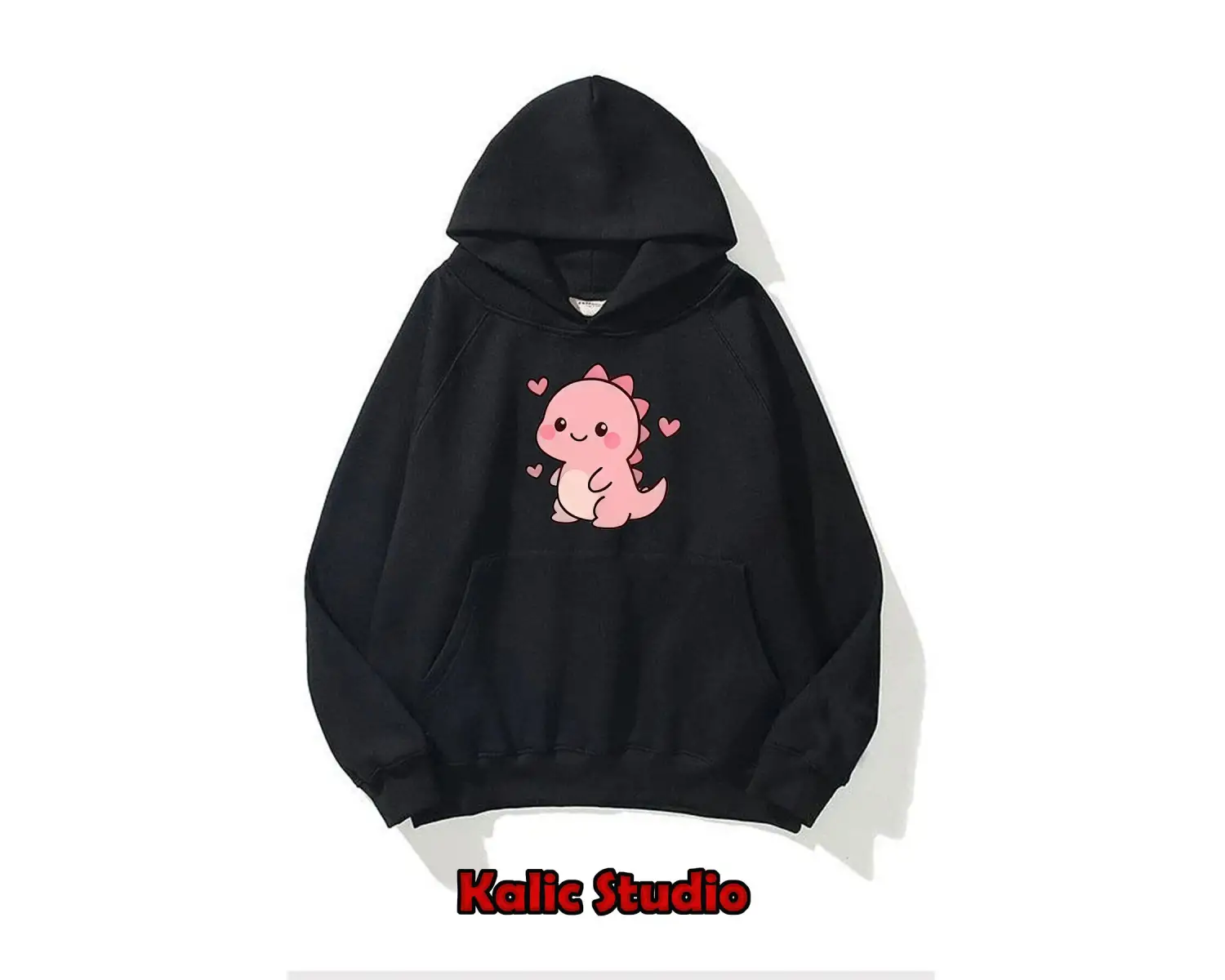 Unisex Erkek/Kadın Pembe DİNO Renkli Özel Baskılı pamuklu Oversize Kapüşonlu Sweatshirt gri