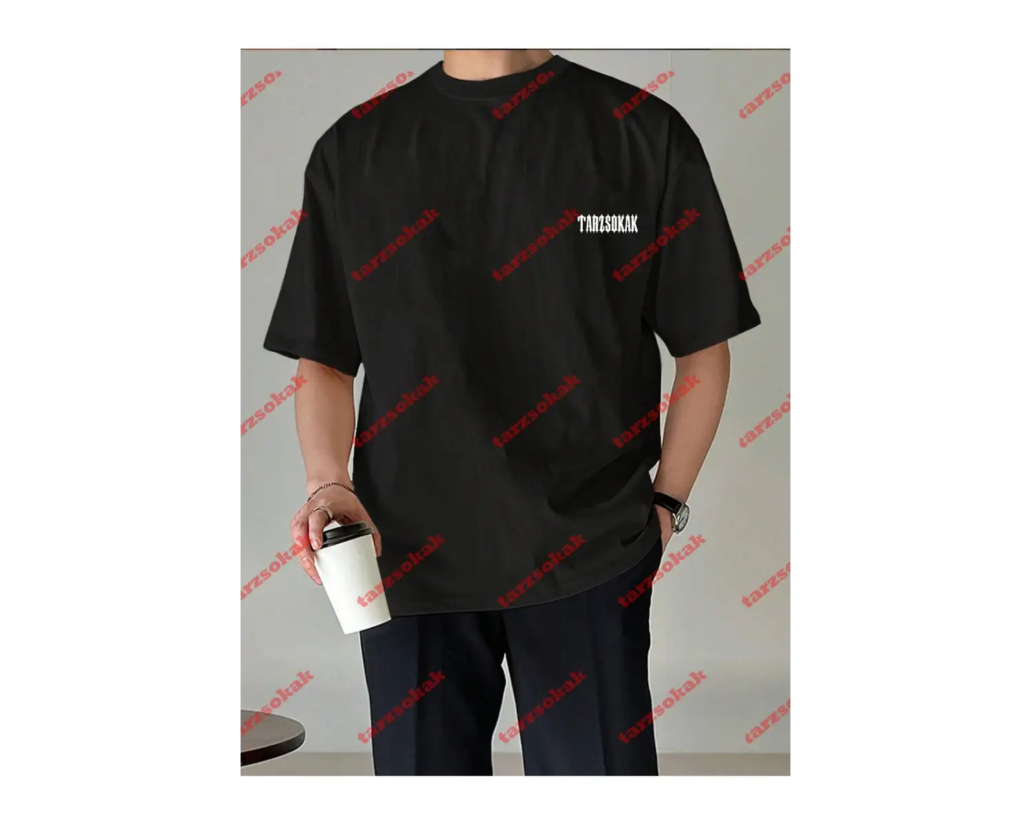 Unisex Erkek/Kadın TARZ Renkli Özel Baskılı Oversize Kısa kollu bisiklet yaka t-shirt