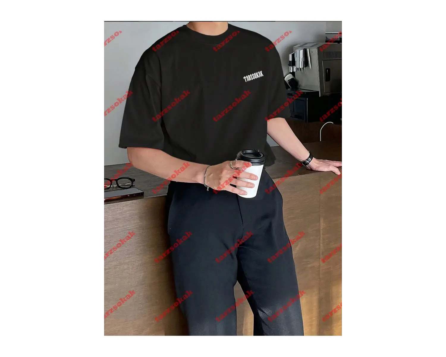 Unisex Erkek/Kadın TARZ Renkli Özel Baskılı Oversize Kısa kollu bisiklet yaka t-shirt