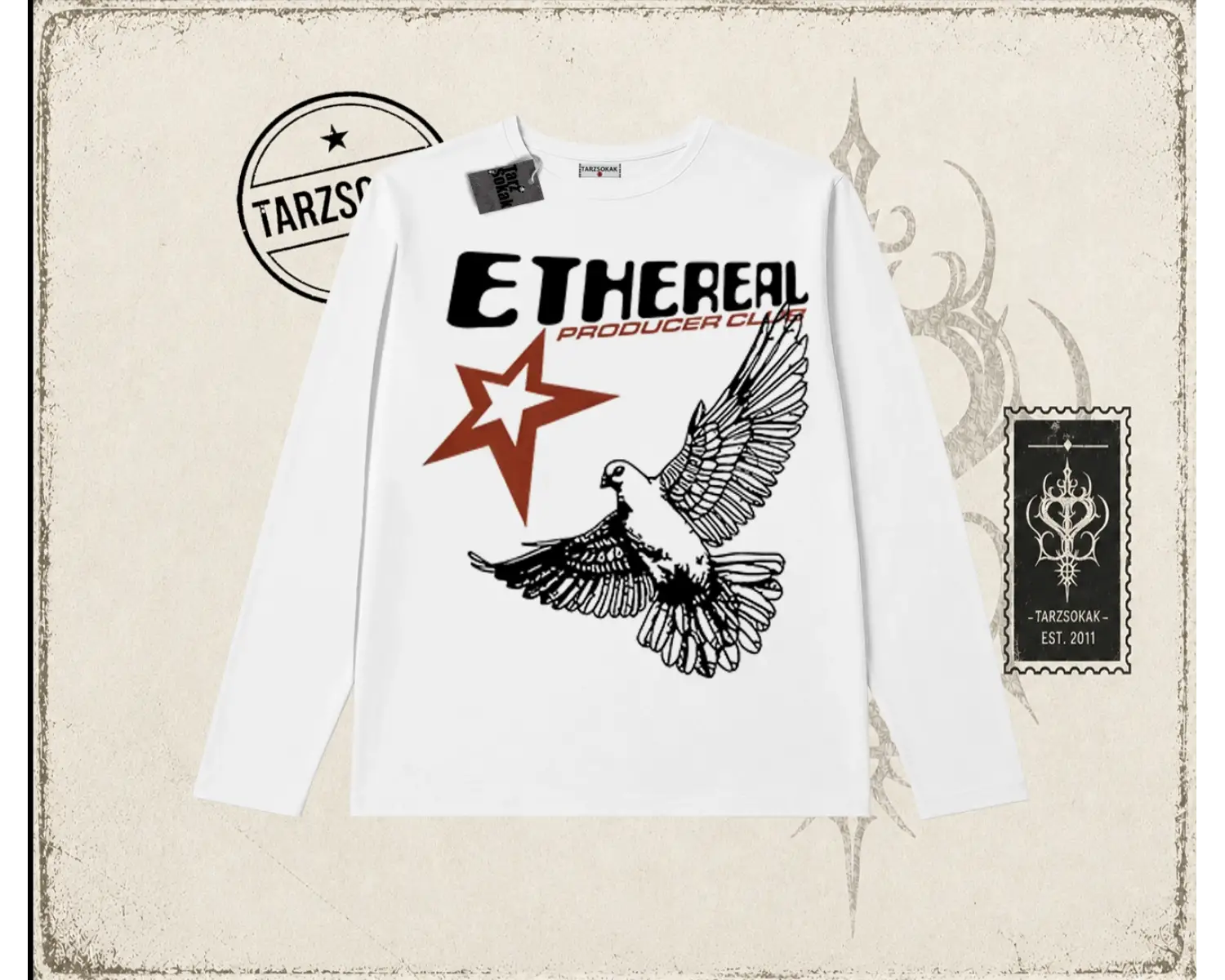 Unisex Ethereal Biskilet Yaka  Long Sleeve Beyaz