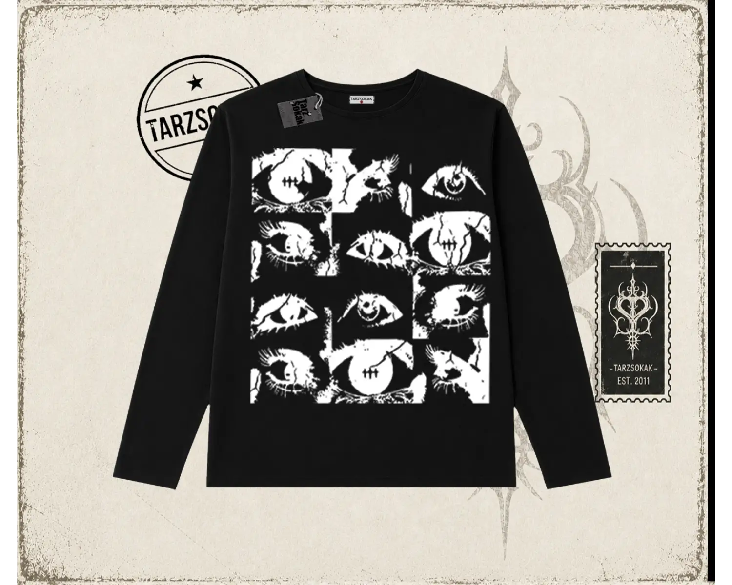 Unisex Eyes World Wide Biskilet Yaka  Long Sleeve Beyaz
