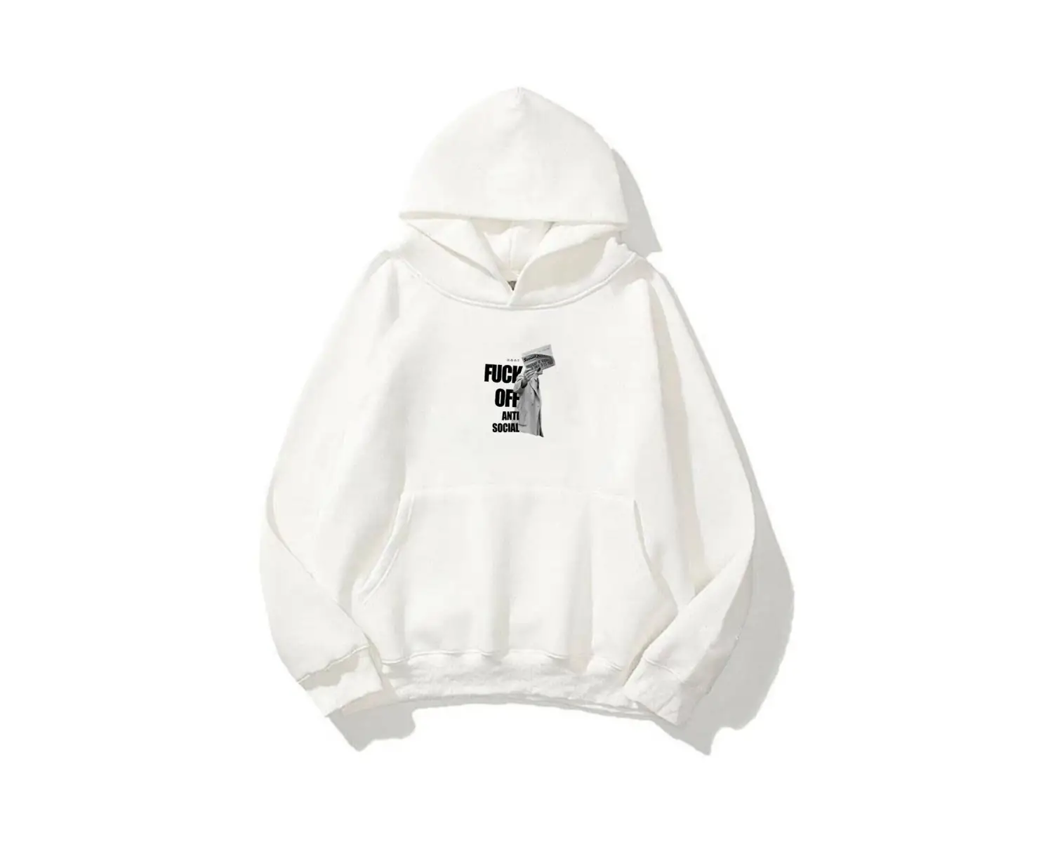 Unisex F Off Anti Social Sweatshirt Hoodie Beyaz