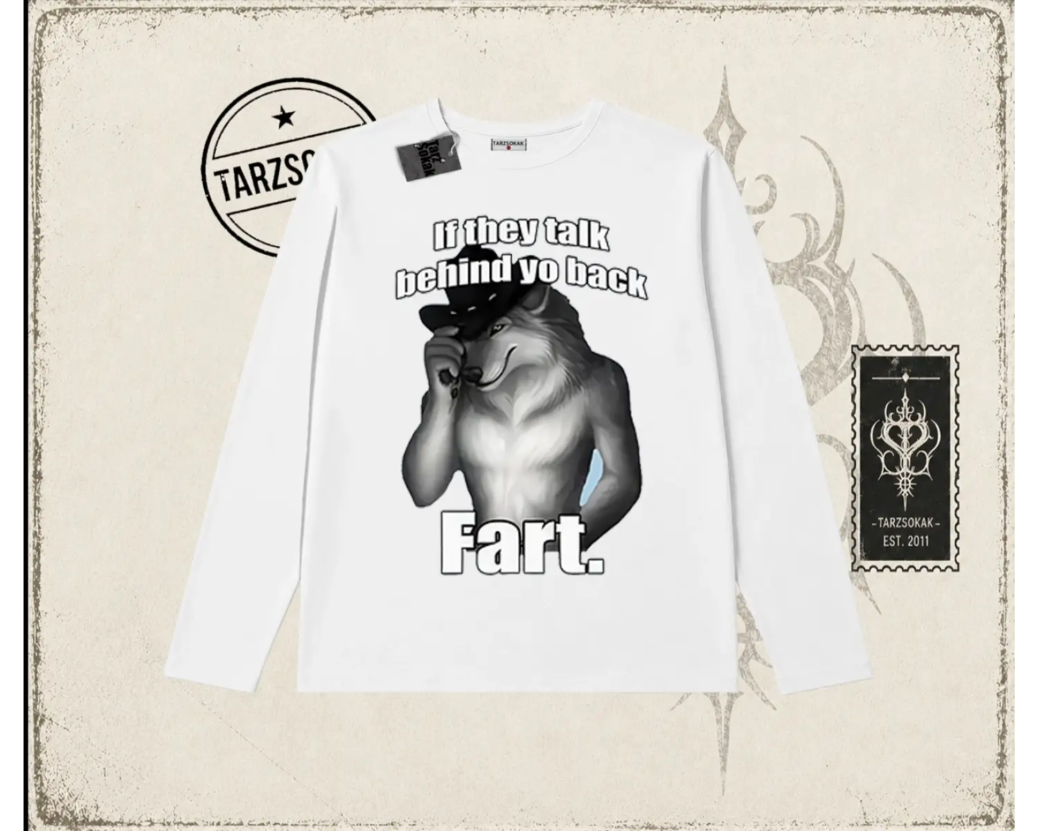 Unisex Fart Biskilet Yaka  Long Sleeve Beyaz