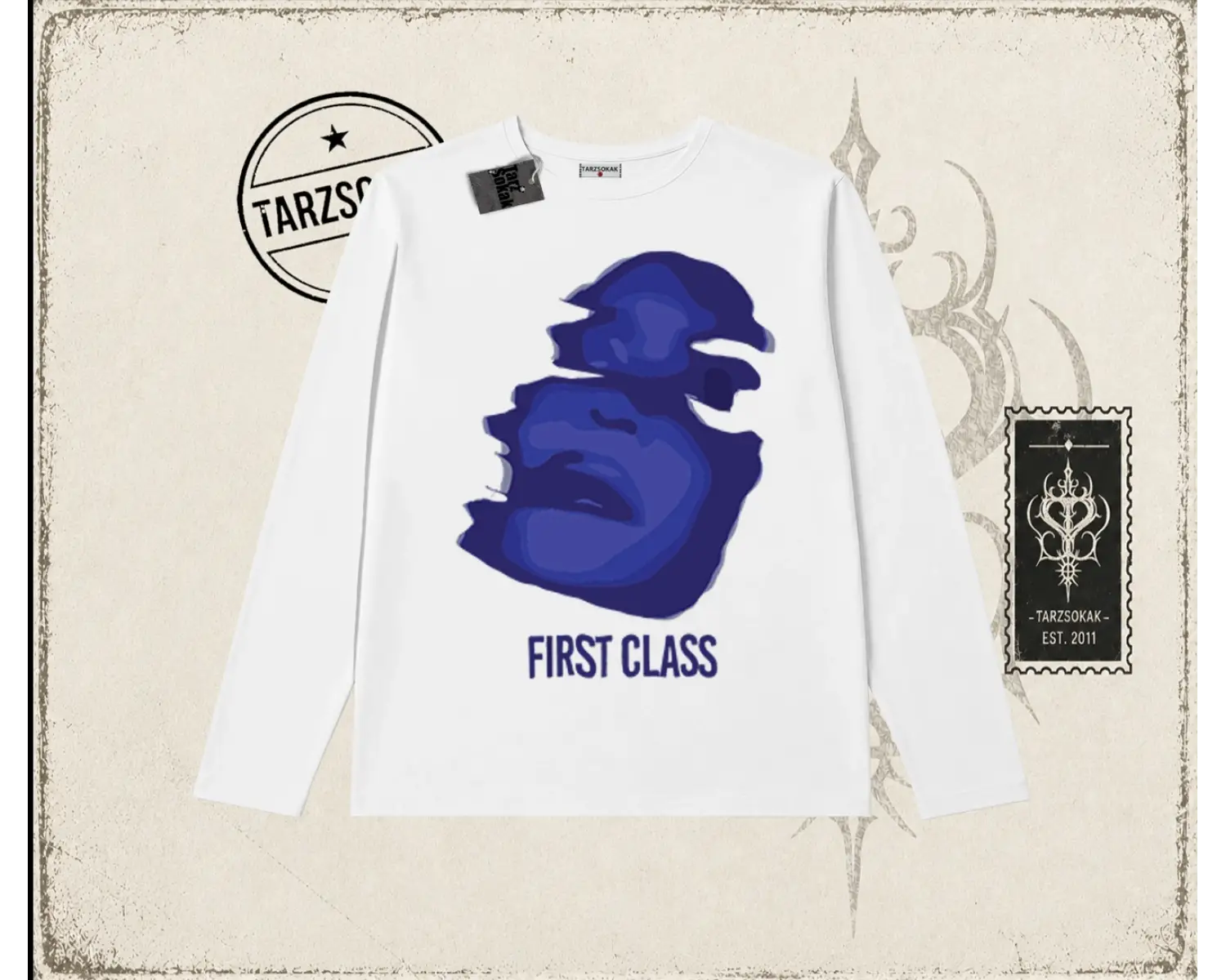 Unisex First Class Biskilet Yaka  Long Sleeve Beyaz