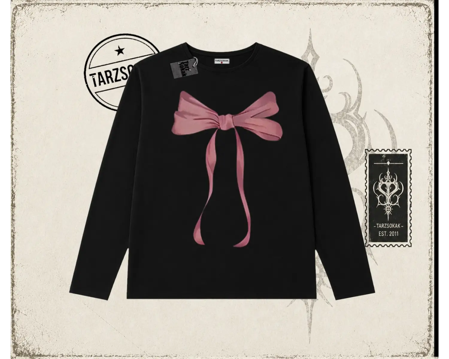 Unisex Fiyonk Kurdele Biskilet Yaka  Long Sleeve Beyaz