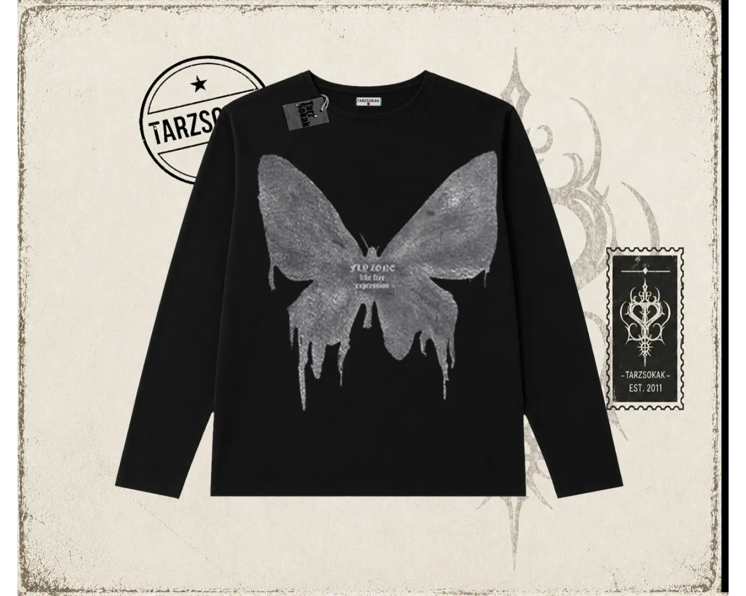 Unisex Fly Zone Biskilet Yaka  Long Sleeve Beyaz