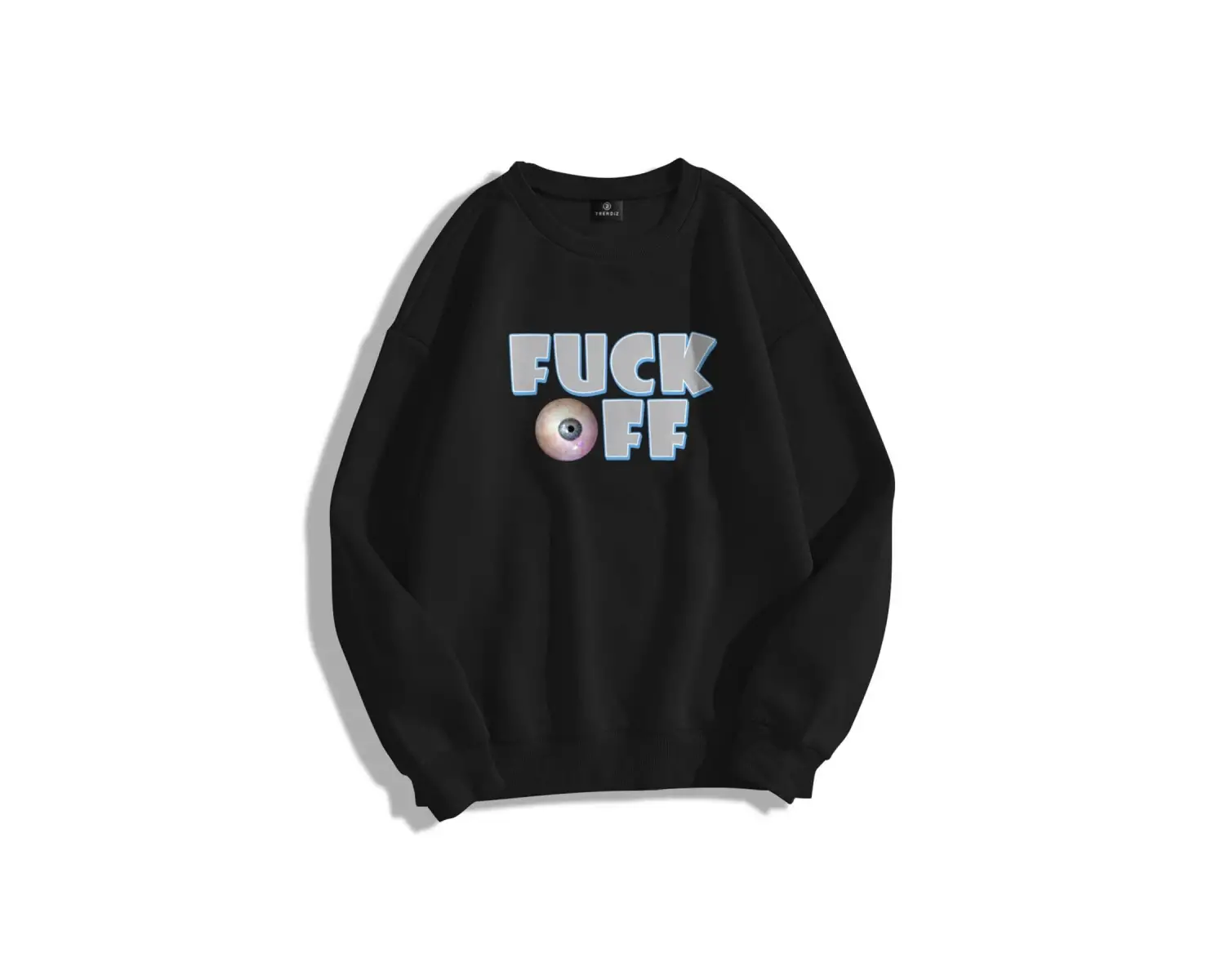 Unisex Fuck Off Bisiklet Yaka Sweatshirt Siyah