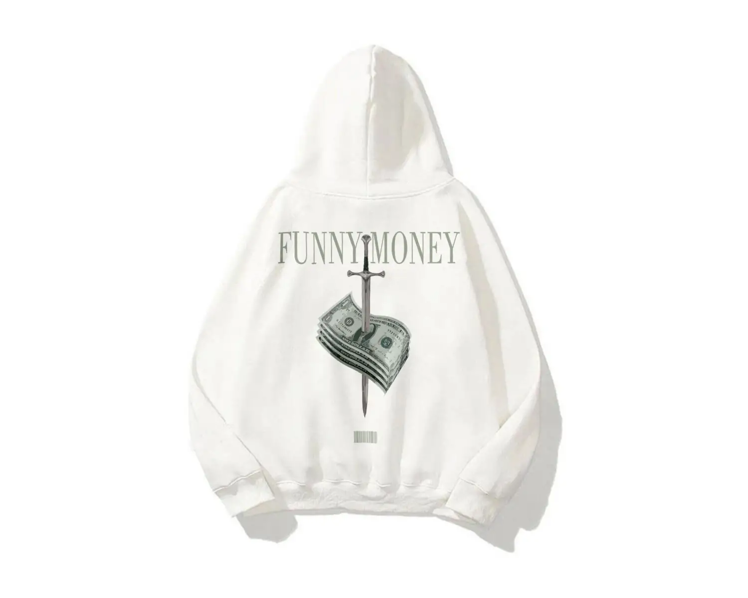 Unisex Funny Money Sweatshirt Hoodie Beyaz