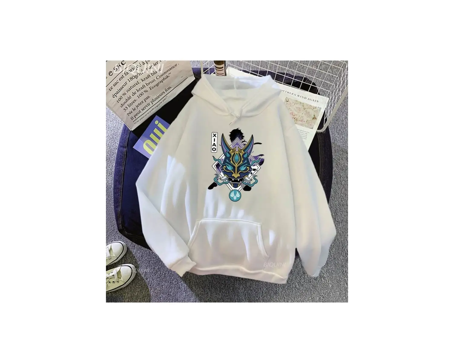 Unisex Genshin Impact, Kapşonlu Model107 12413 Beyaz