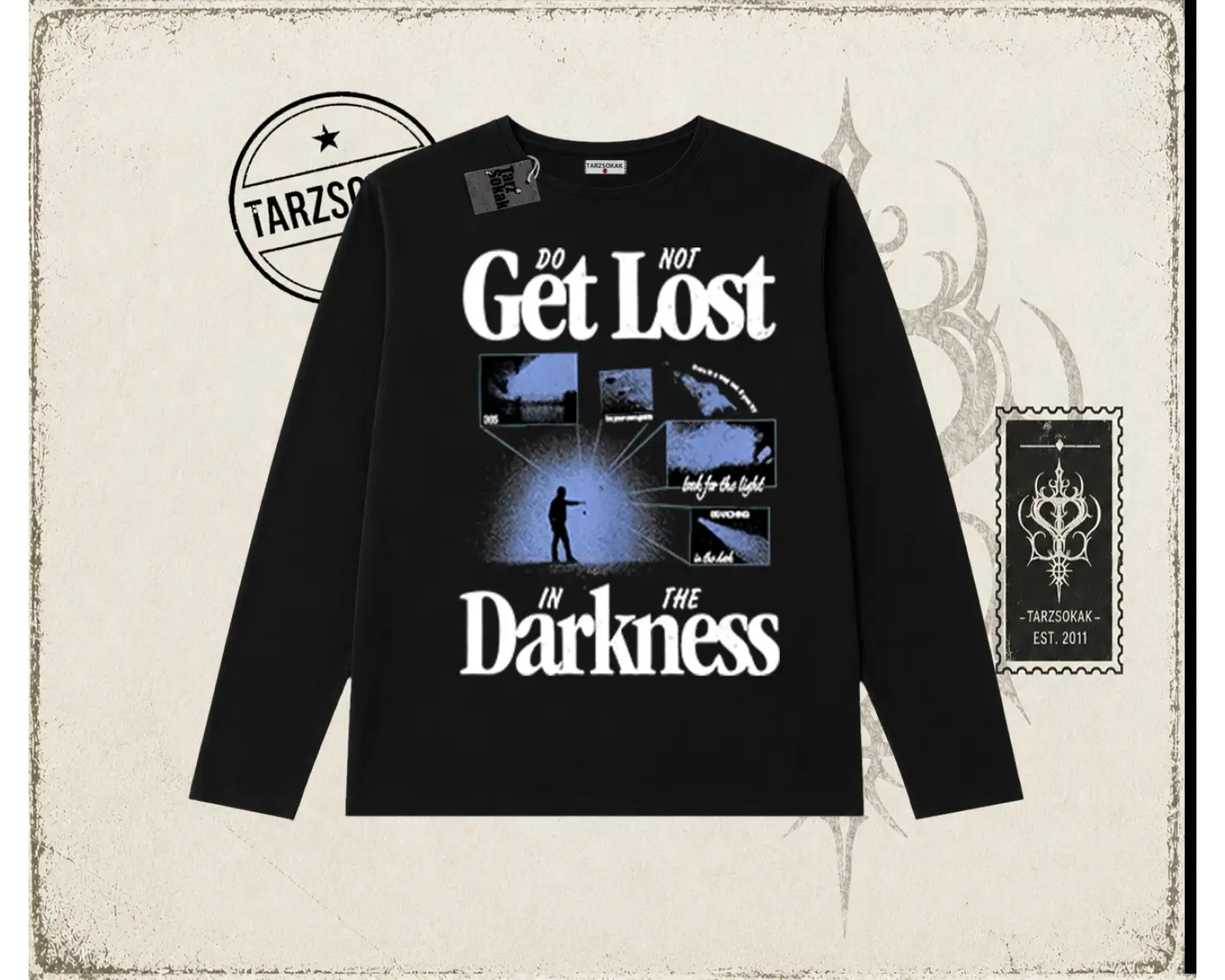 Unisex Get Lost Biskilet Yaka  Long Sleeve Beyaz