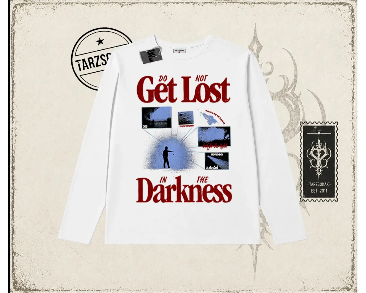 Unisex Get Lost Biskilet Yaka  Long Sleeve Beyaz